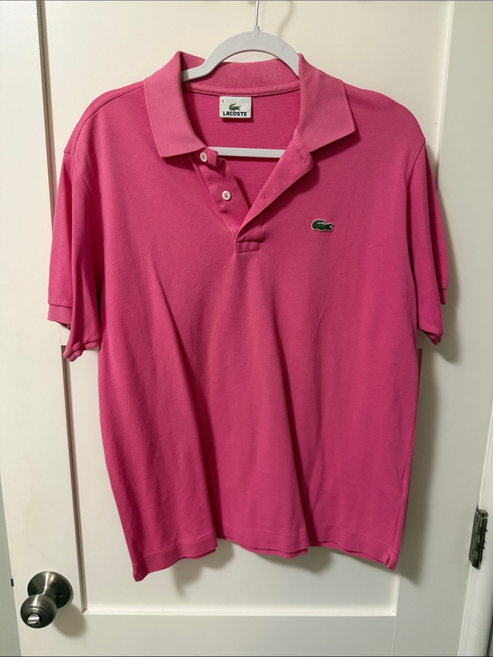 Lacoste Pink Polo with Green Crocodile Logo